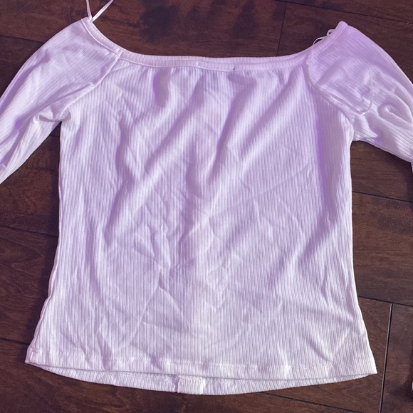 Ribbed White Off The Shoulder Top - Picture 2 of 3